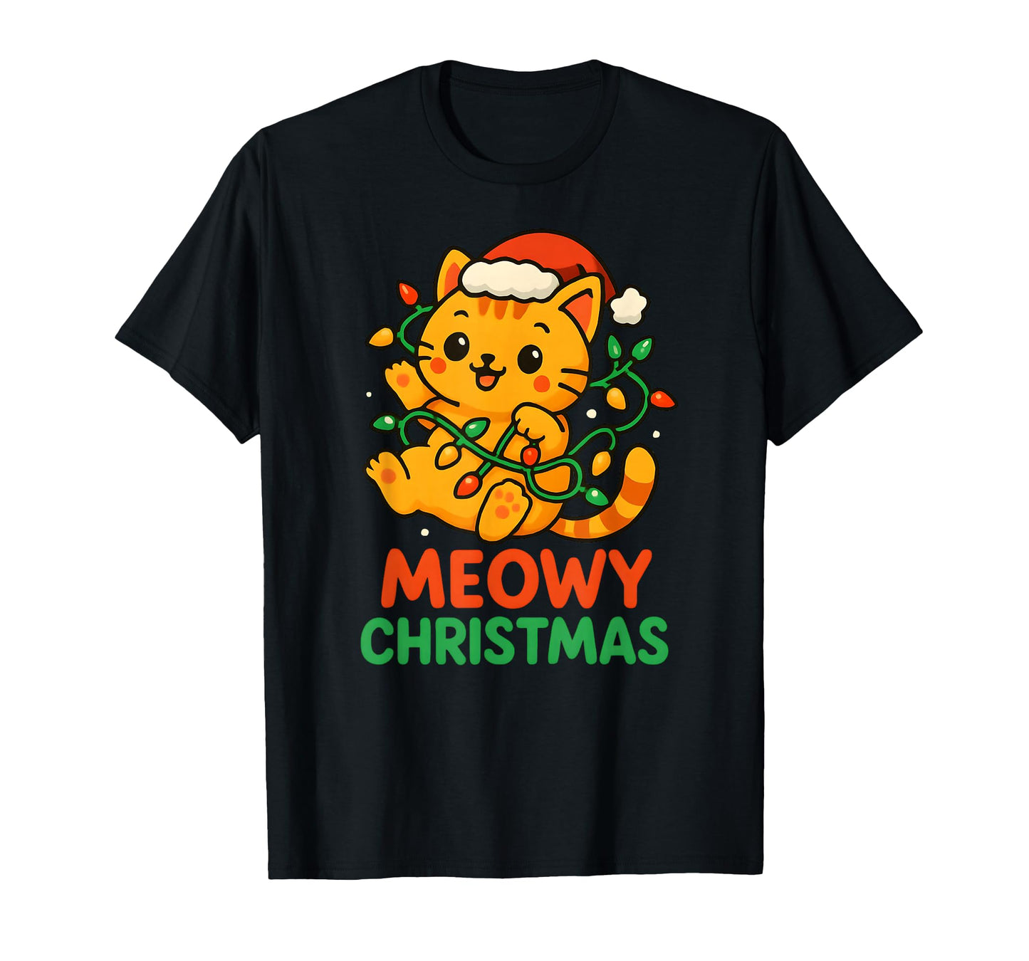 Meowy Christmas Cute Orange Tabby Cat T-Shirt