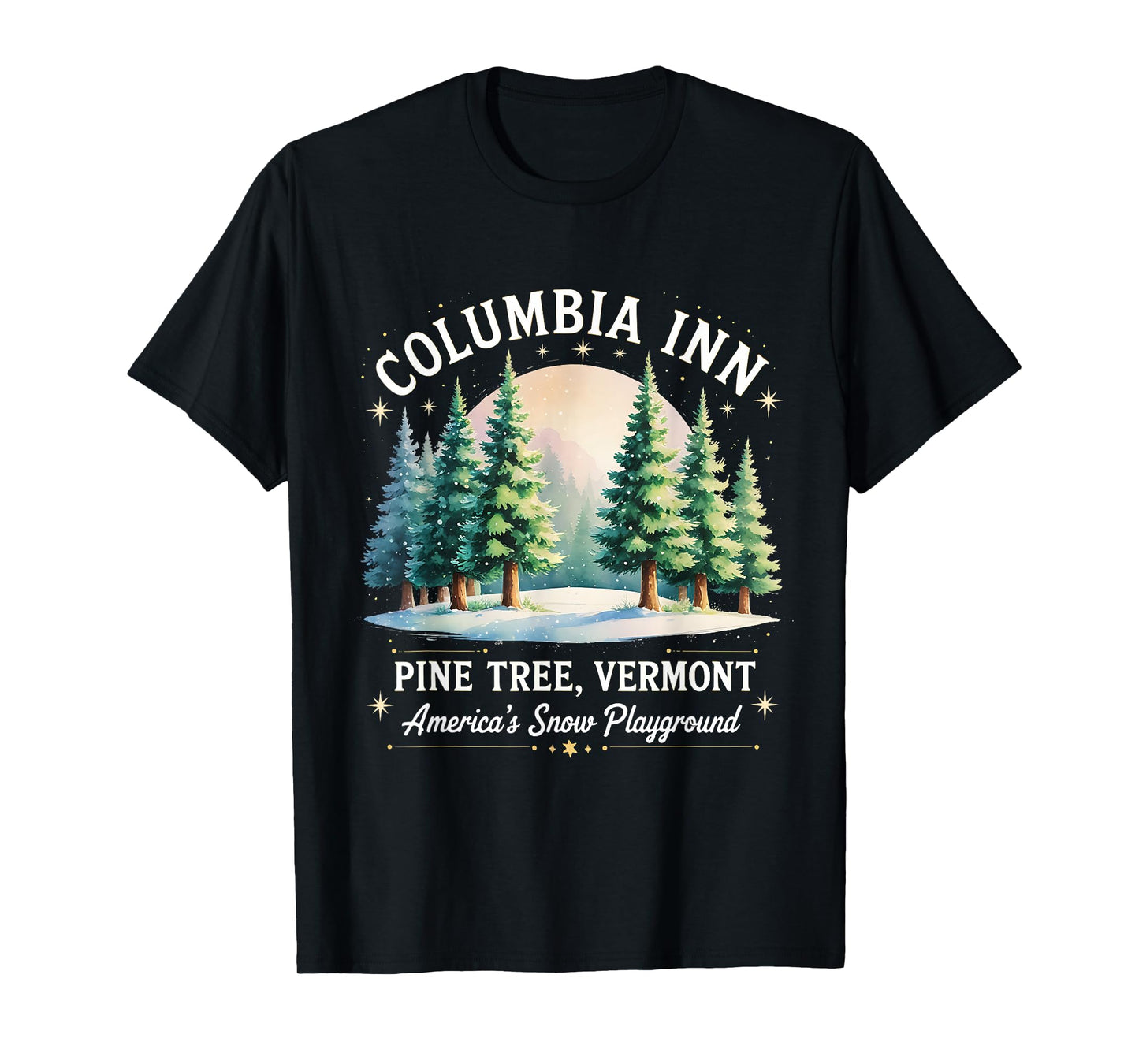 Columbia Inn Pine Tree Frosty Cozy Winter Christmas T-Shirt