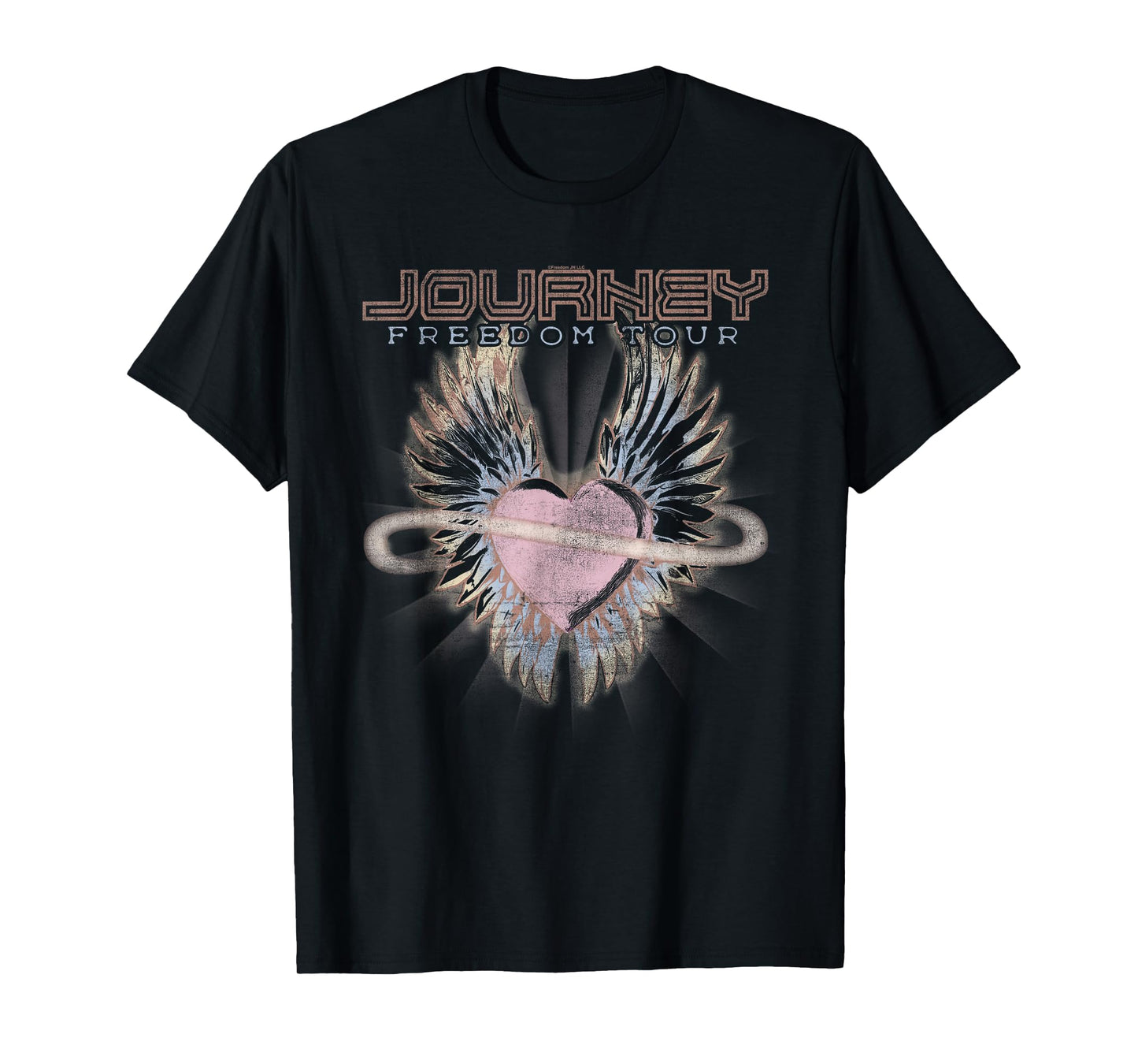 Journey Freedom Tour Pastel Heart and Logo Vintage Band T-Shirt