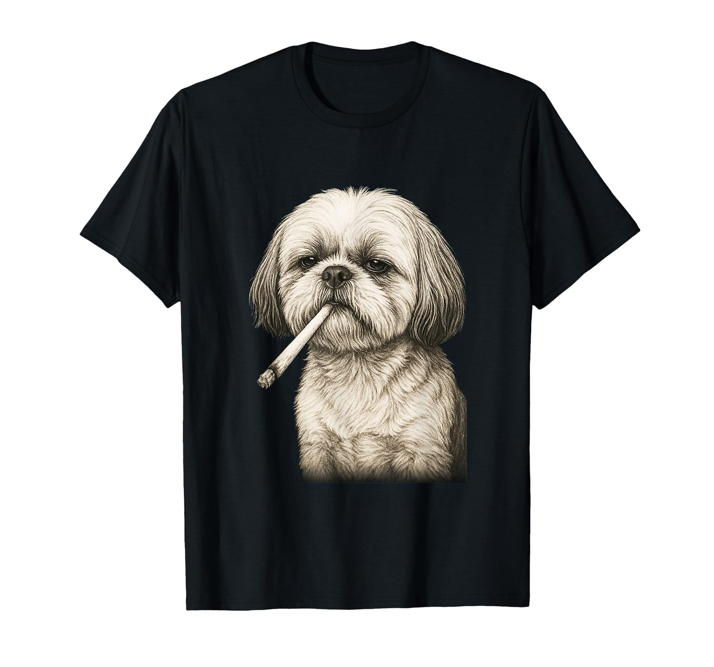 Funny Smoking Shih Tzu Cigarette Gen Z Dog Meme Graphic T-Shirt