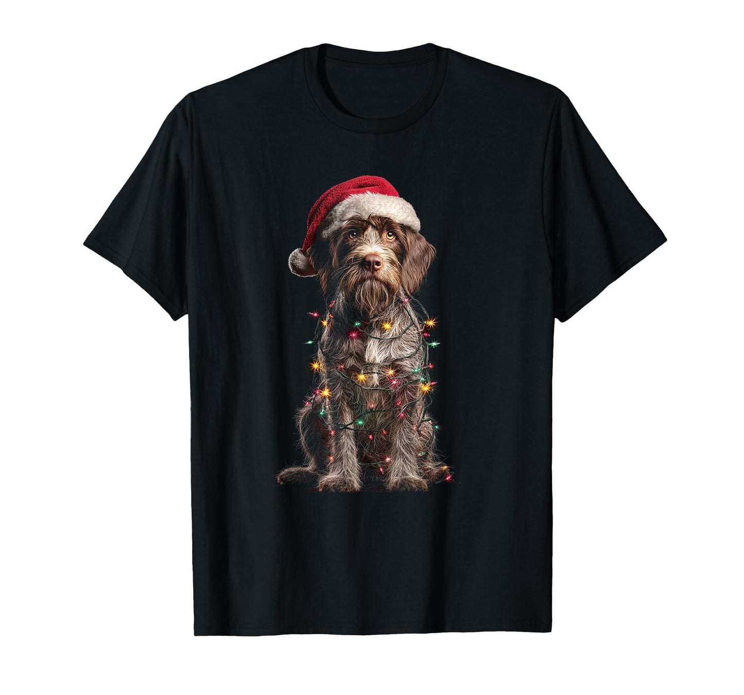 Wirehaired Pointing Griffon Christmas Graphics Dog Lights T-Shirt
