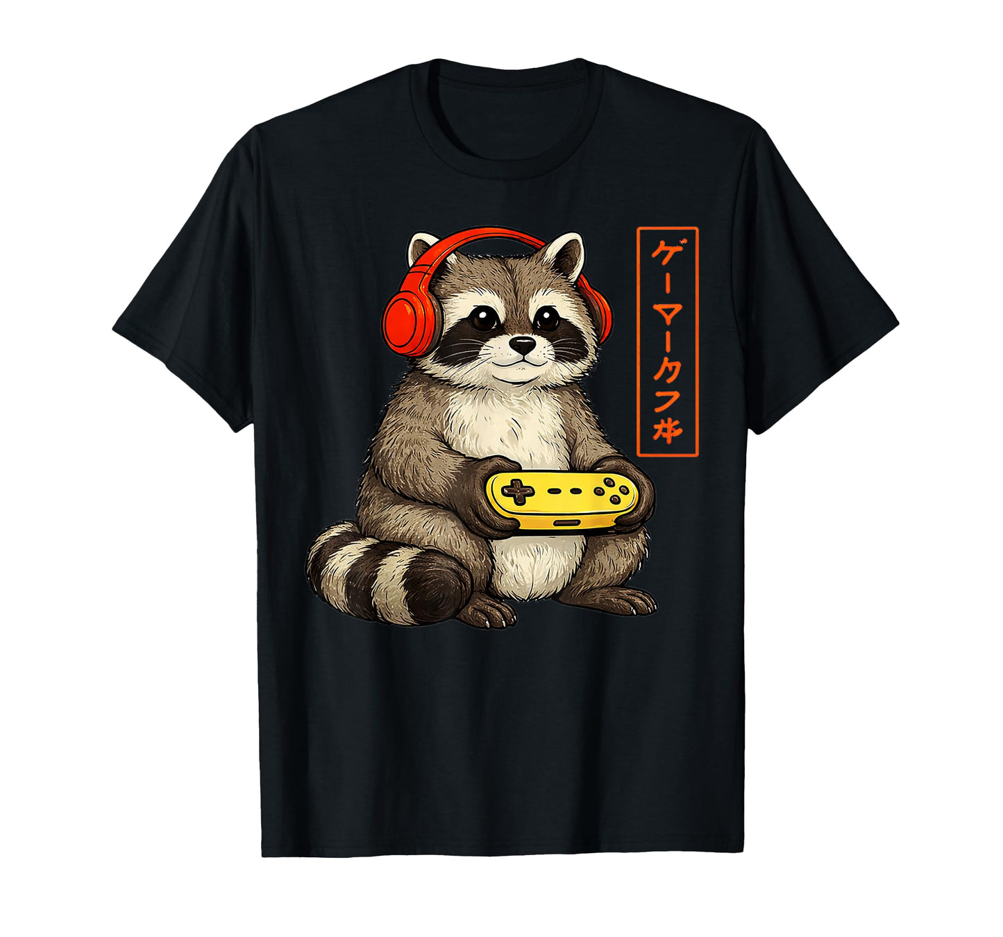 Japanese Gamer Raccoon Funny Vintage Gaming Gifts Men Boys T-Shirt
