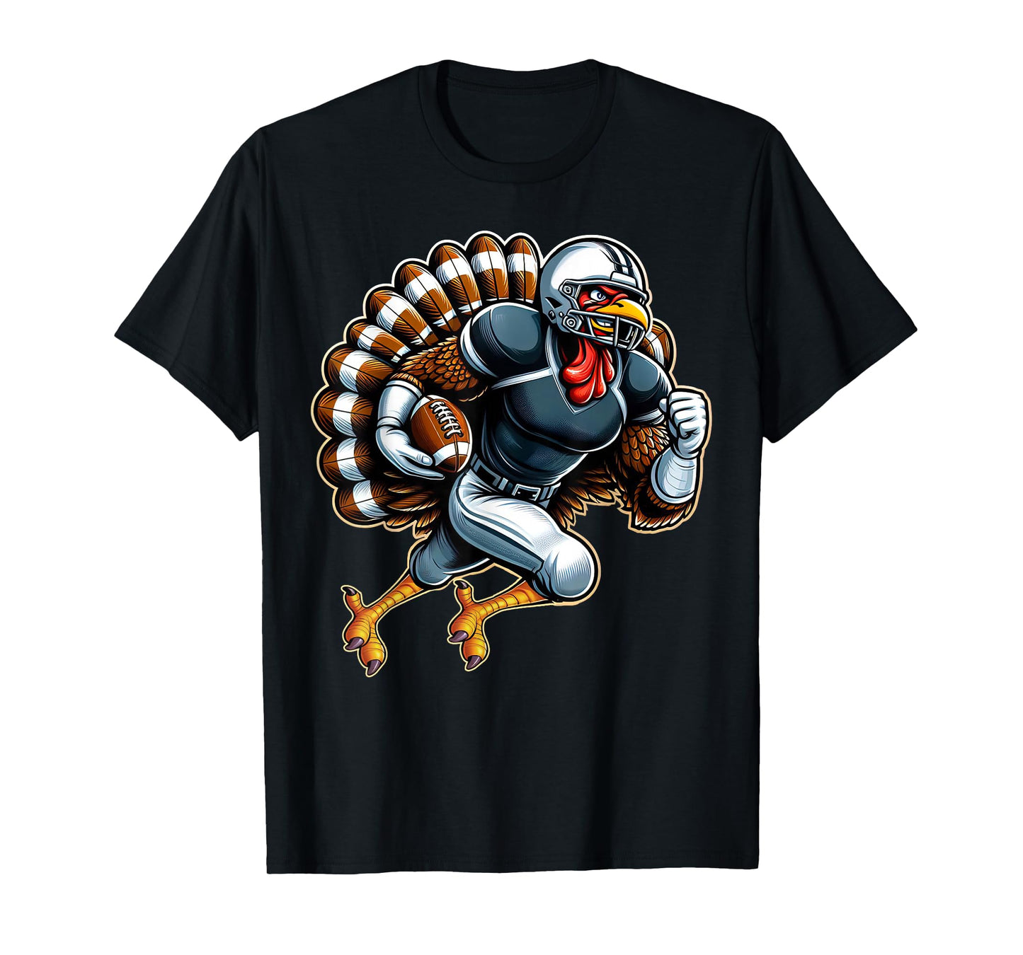 Funny Turkey Playing Football Thanksgiving Shirts Boys Men T-Shirt
