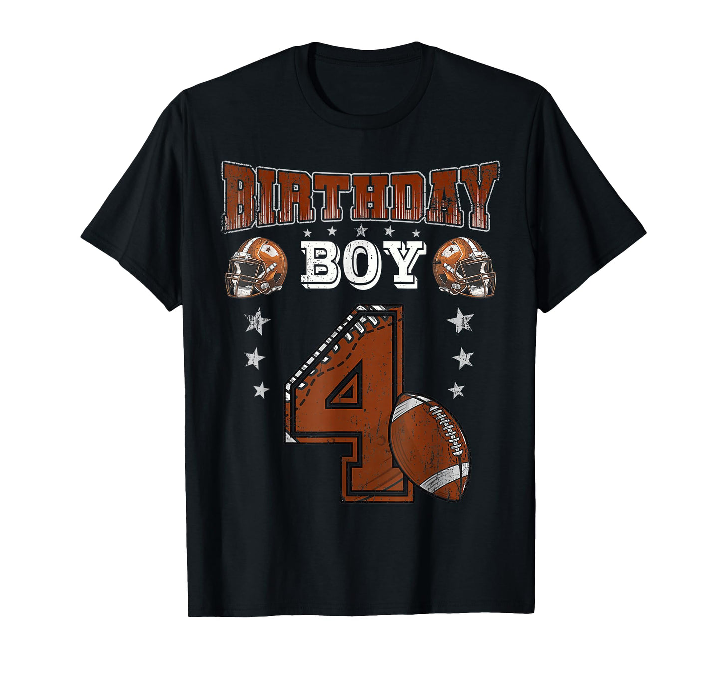 4th Birthday Boy Football Lover Theme 4 Years Old T-Shirt