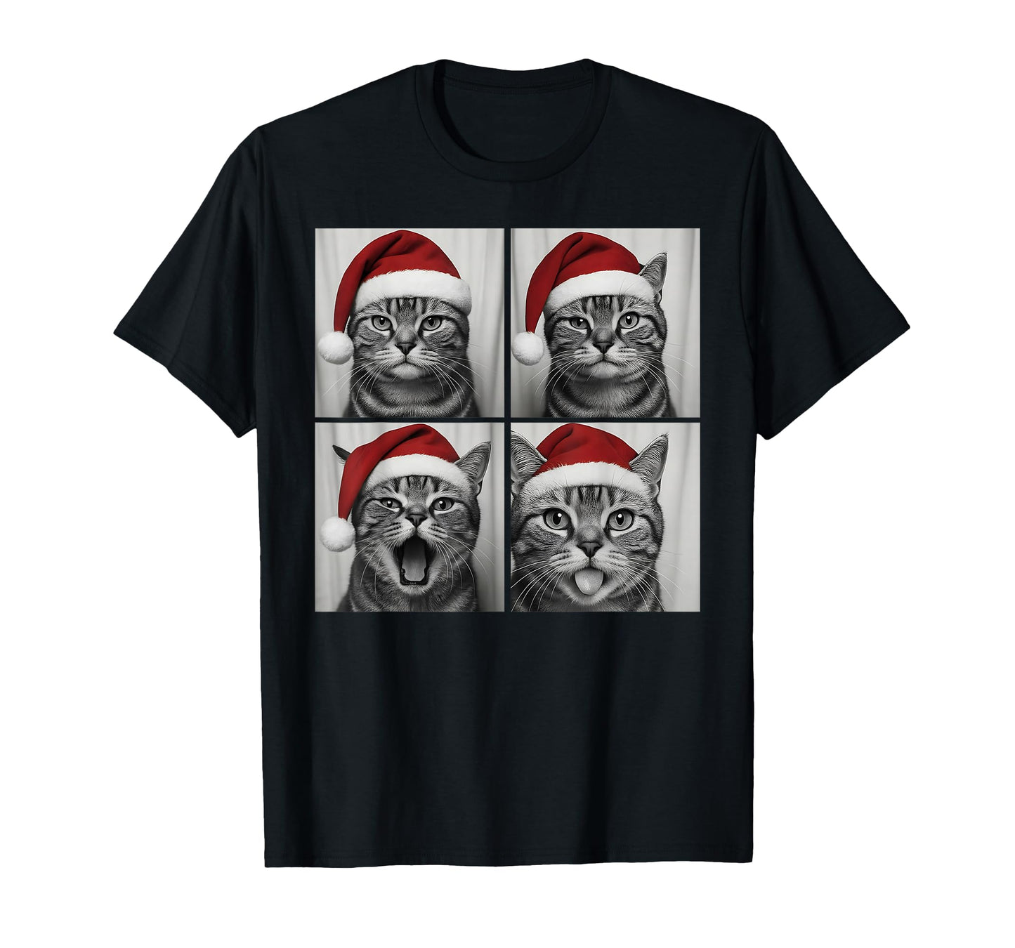 Funny Christmas American Shorthair cat Santa Photo Booth T-Shirt