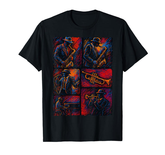 Artistic Jazz Band Musicians Vintage Jazz Music Lover T-Shirt