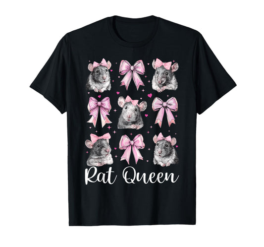 Rat Queen Rat Girl Rat Mom Mouse Pink Coquette Bow T-Shirt