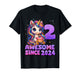 2 Year Old Girl Awesome Since 2024 Unicorn 2nd Birthday Girl T-Shirt