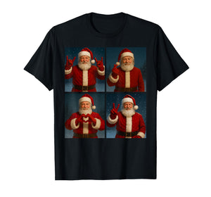 Funny Santa Claus Heart and Peace Sign Retro Christmas Xmas T-Shirt