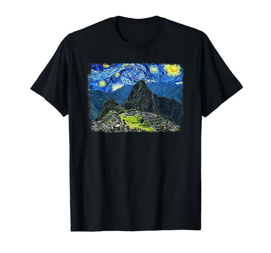 Van Gogh Starry Night Machu Picchu Mountain Peru Travel T-Shirt
