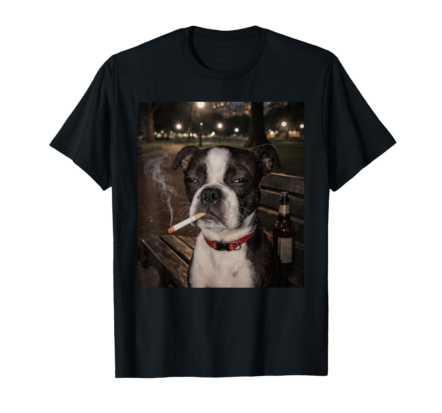 Funny Smoking Boston Terrier Dog Meme Gen Z Joke Brainrot T-Shirt
