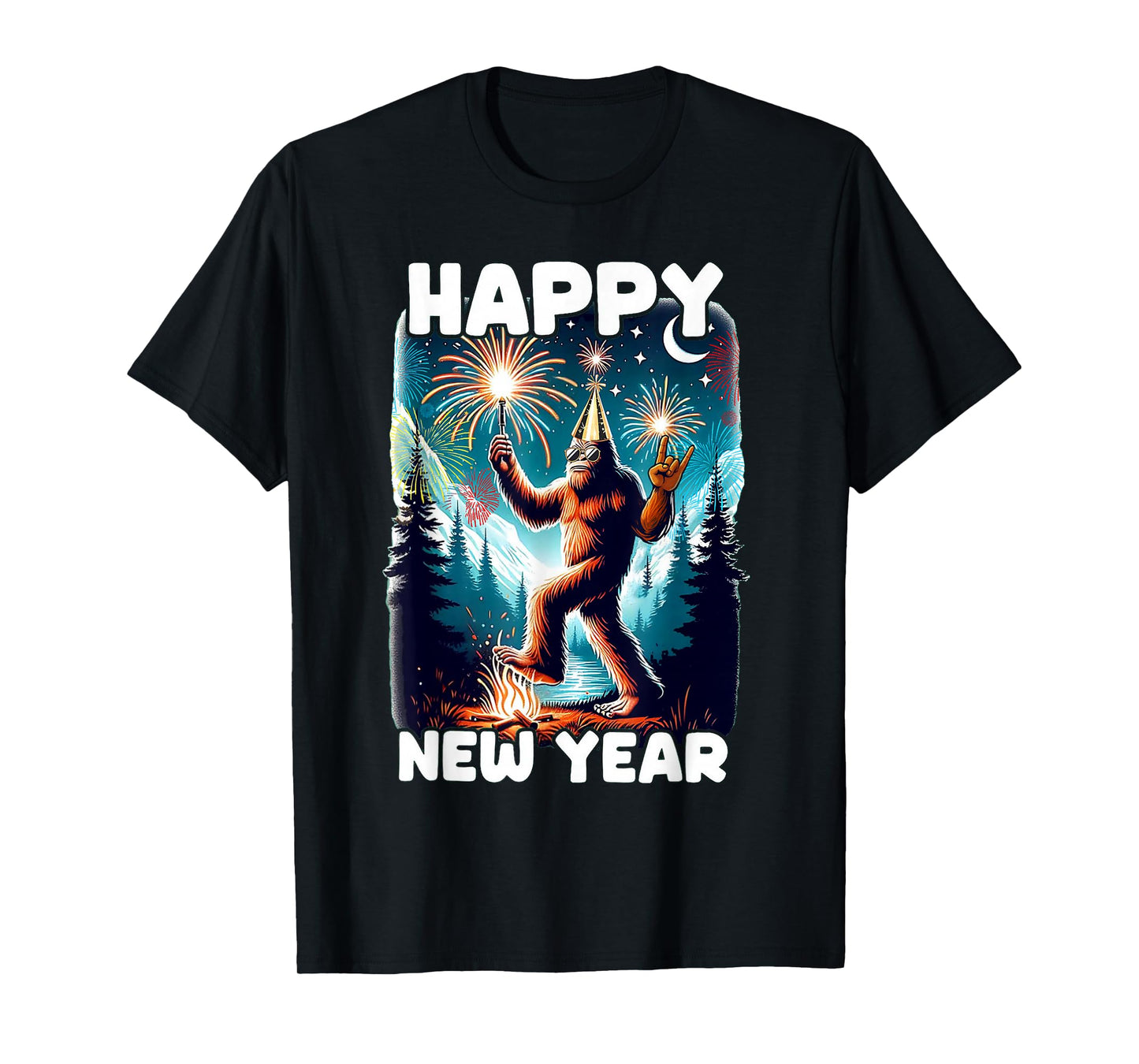 Happy New Year 2026 Bigfoot Lovers New Years Eve Party T-Shirt