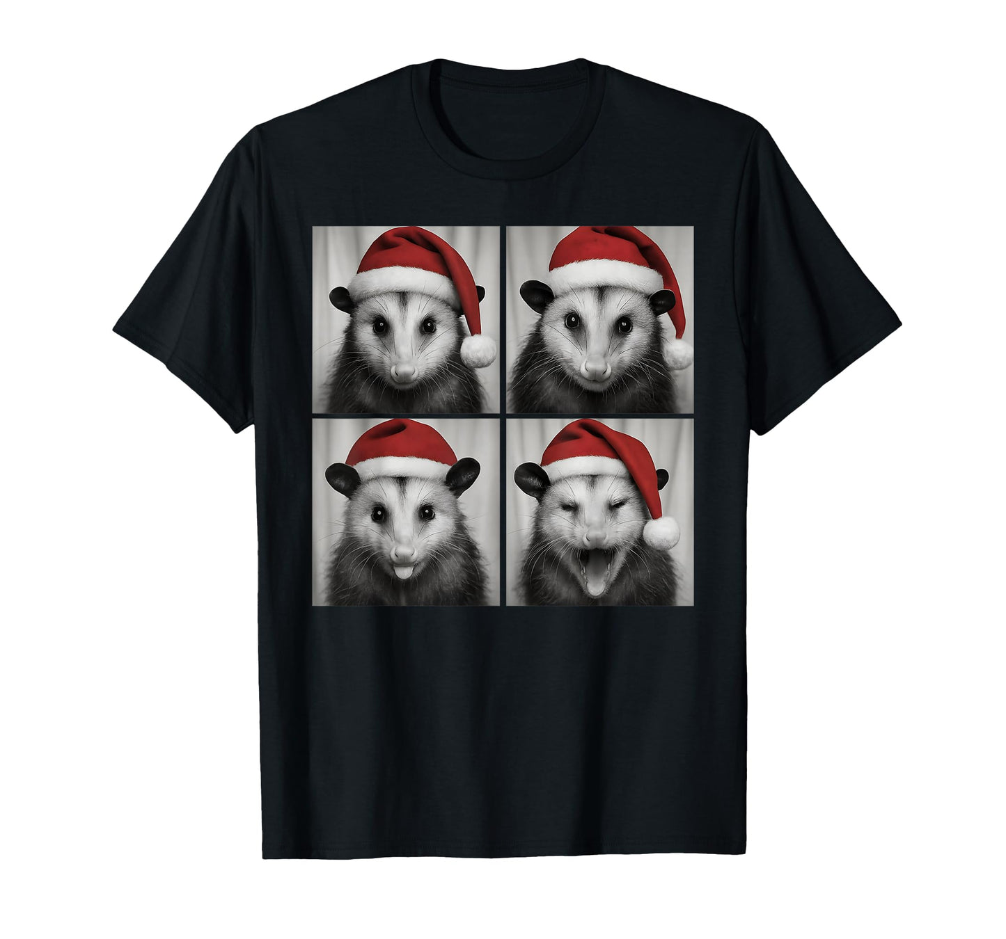 Funny Christmas Opossum Santa Photo Booth T-Shirt