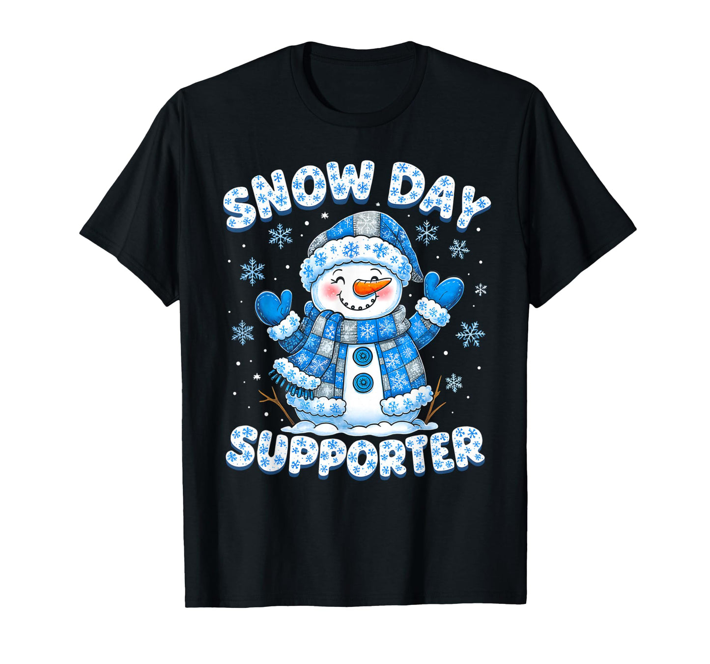 Snow Day Supporter Cute Snowman Snowflake Christmas Xmas Kid T-Shirt