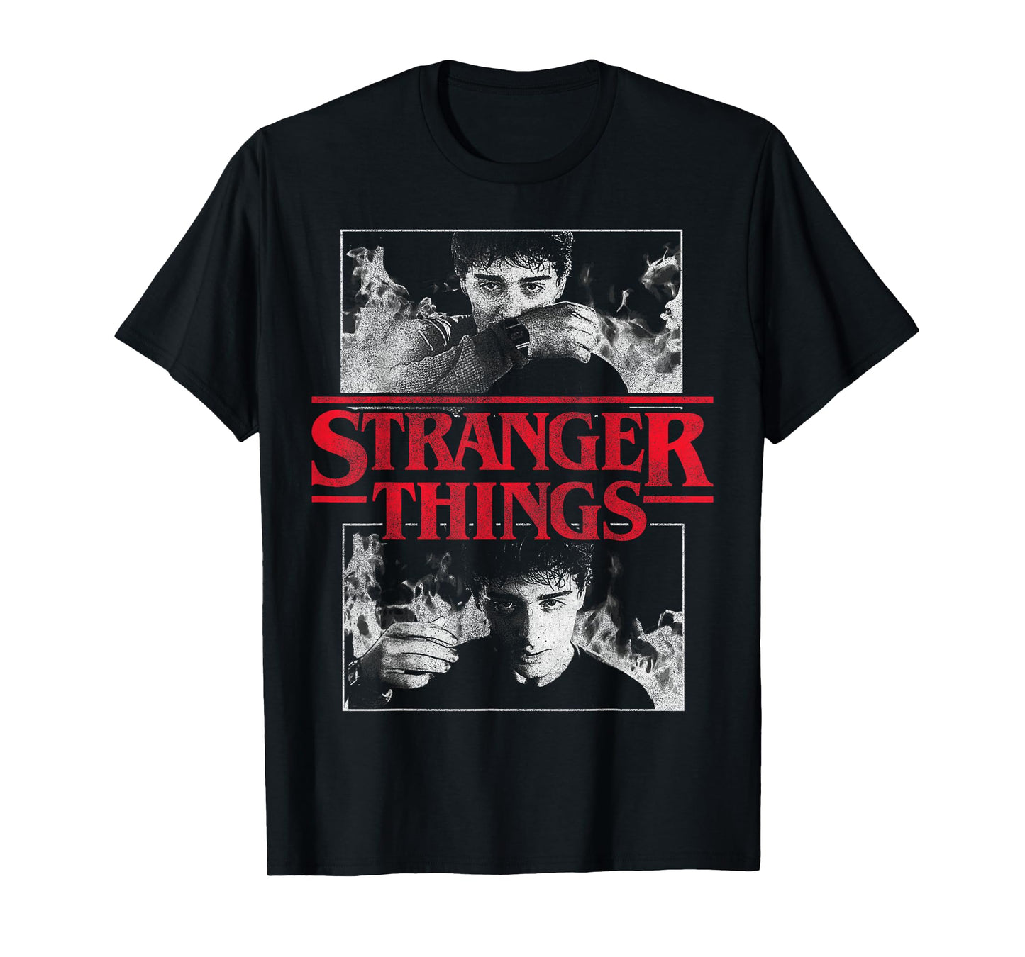 Stranger Things Will Byers Series Scenes in Black and White T-Shirt