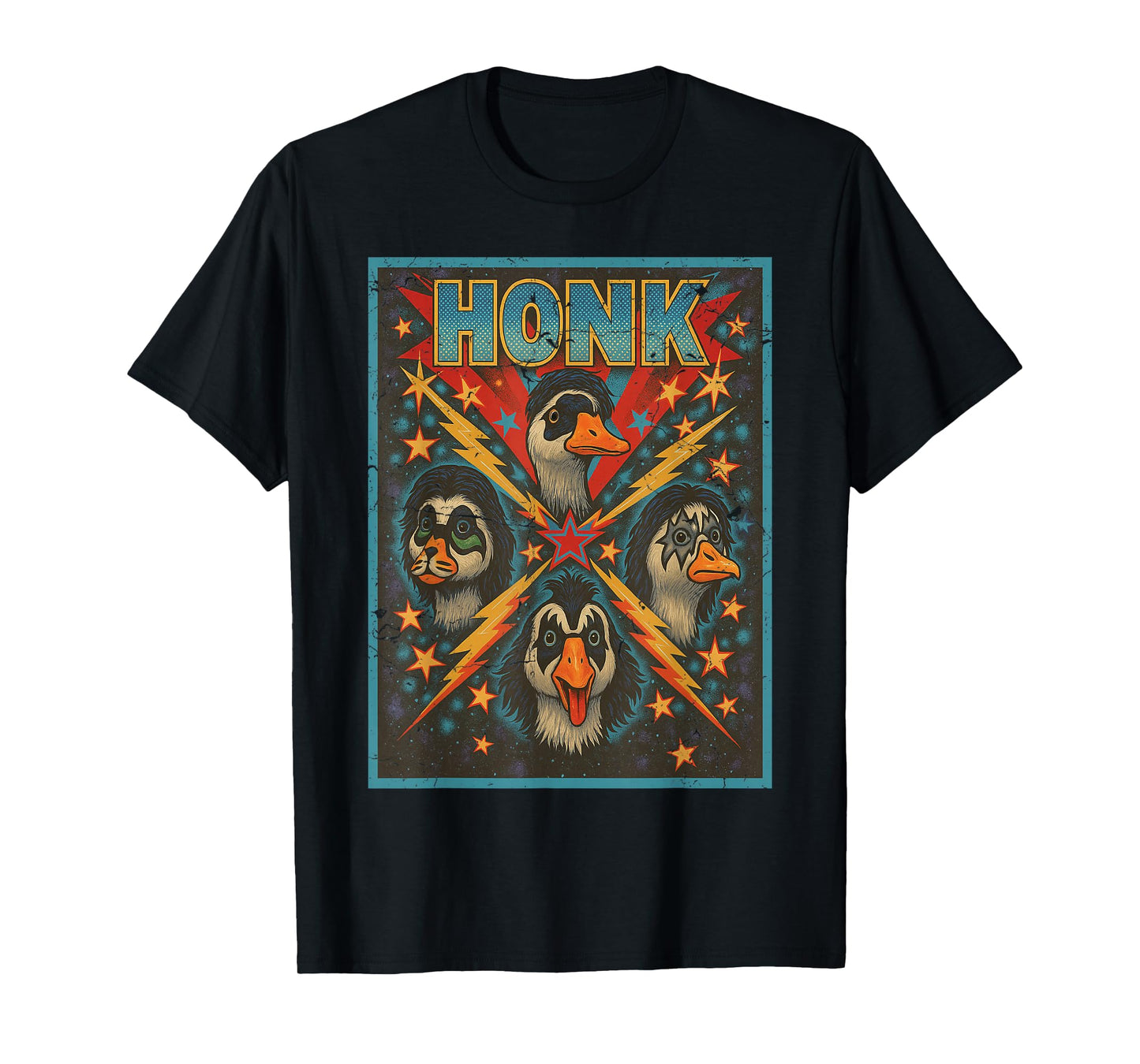 Vintage Goose Funny Rock and Roll Music Band Concert Lover T-Shirt