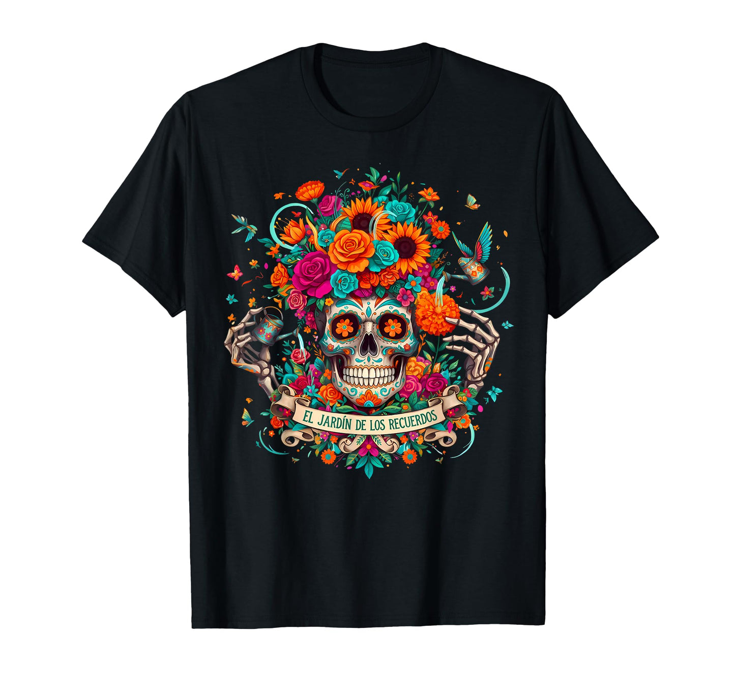 Floral Sugar Skull Día De Los Muertos Day of The Dead T-Shirt