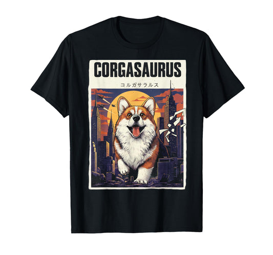 Corgasaurus Retro Monster Poster Design T-Shirt