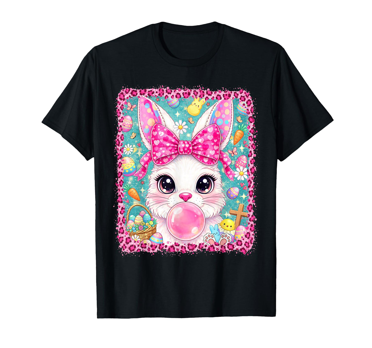 Easter Bunny Coquette Bow Happy Easter Day Women Girls Kids T-Shirt