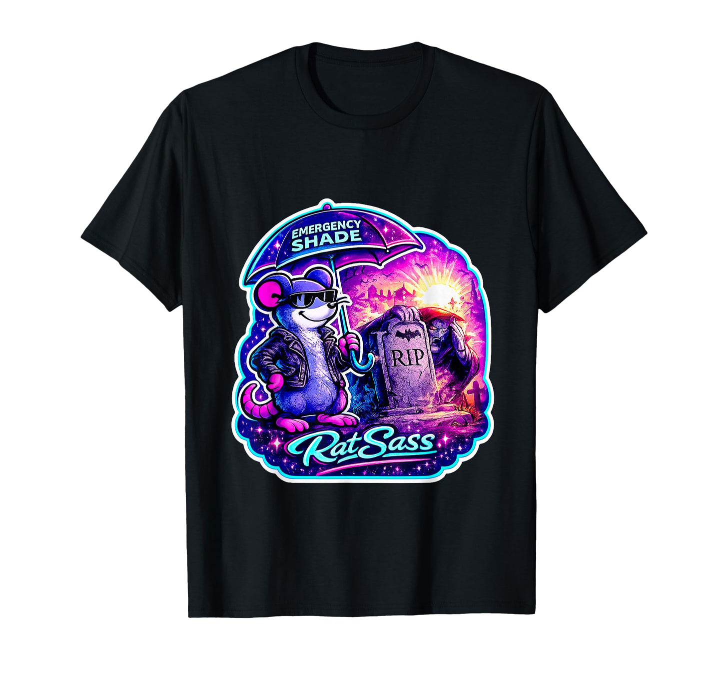 Emergency Shade Funny Spooky Graveyard Sarcasm Design T-Shirt