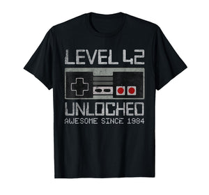 Level 42 Unlocked 42nd Birthday 42 Year Old Video Gamer Men T-Shirt