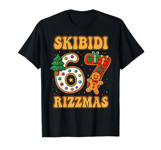 SKIBIDI 67 RIZZMAS Funny Six Seven Meme Christmas Boys Girls T-Shirt