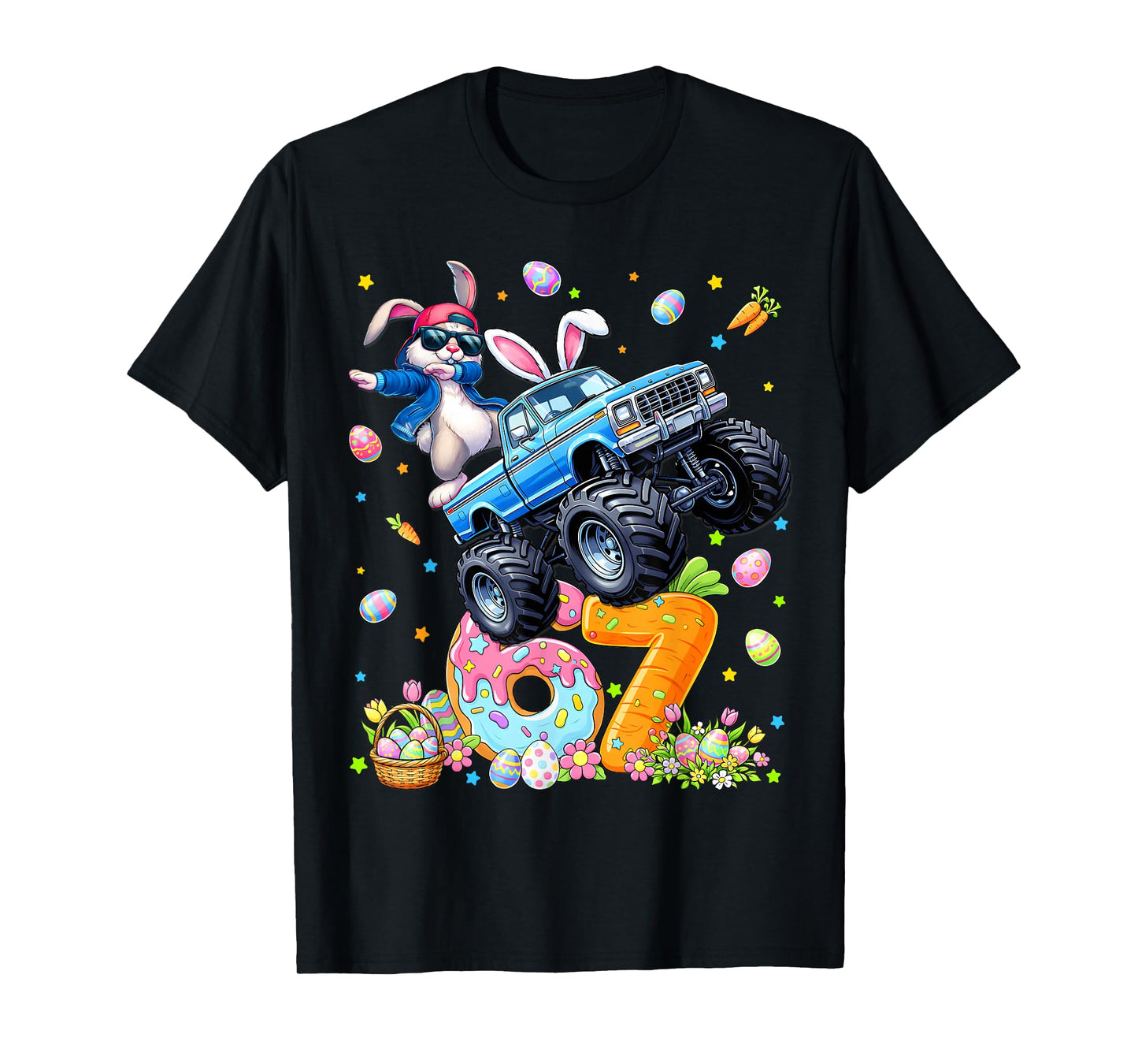 Funny Monster Truck Dabbing Rabbit Easter Bunny Men Boy T-Shirt