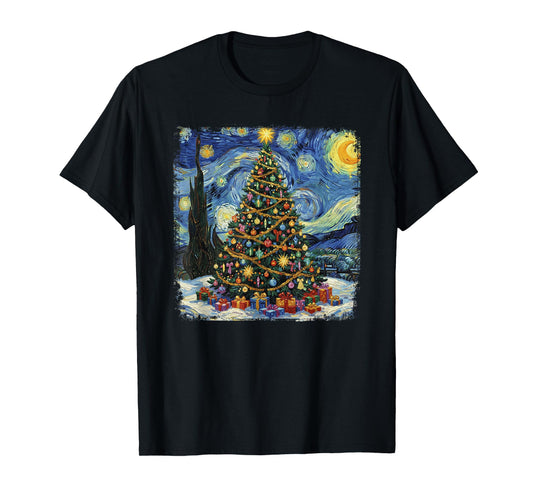 Christmas Tree Van Gogh Starry Night Christmas 2025 T-Shirt