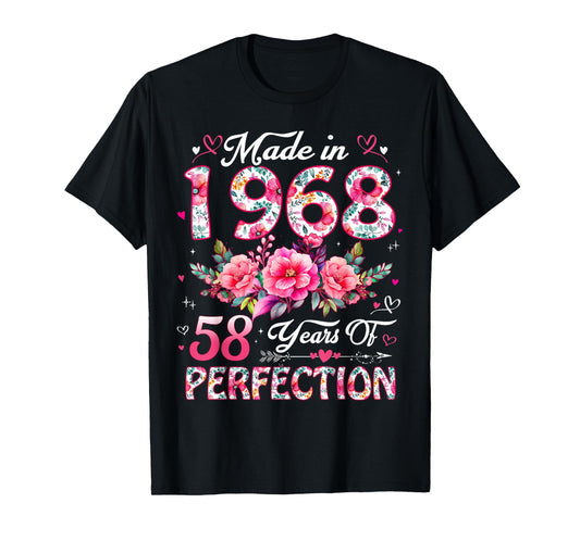 58 Year Old Made in 1968 Floral 58th Birthday Women T-Shirt