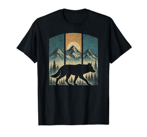 Vintage Wolf Graphic Tee Mountains Nature Men Women Retro T-Shirt