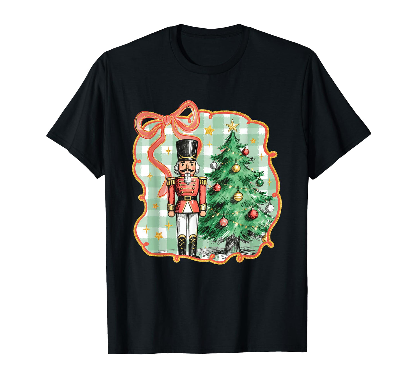 Preppy Nutcracker Christmas Tree Coquette Bow Xmas Holiday T-Shirt