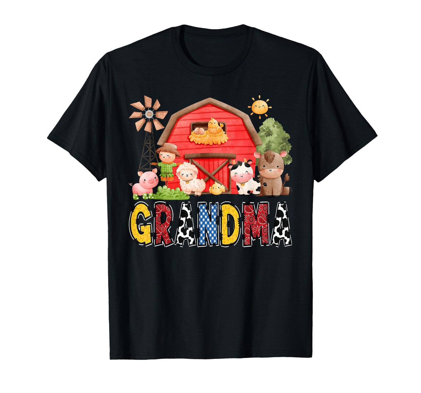 Grandma Red Farm Cow Birthday Boy Matching Family Party T-Shirt