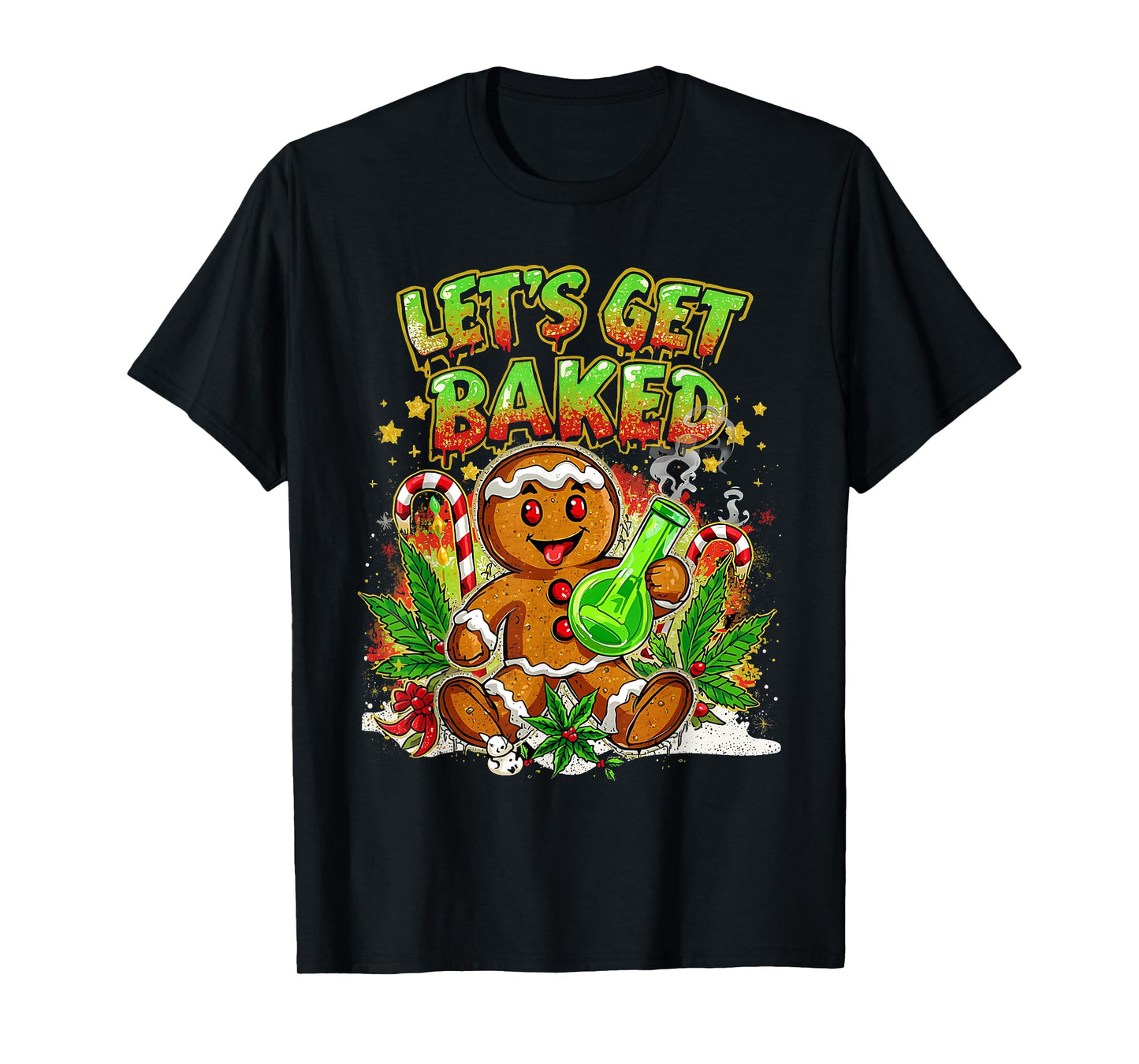 Let’s Get Baked Funny Gingerbread Christmas Design T-Shirt