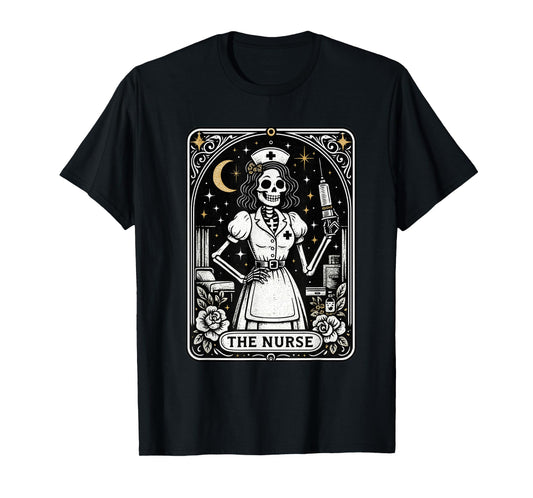 The Nurse Tarot Skeleton Night Shift RN Vintage Graphic T-Shirt