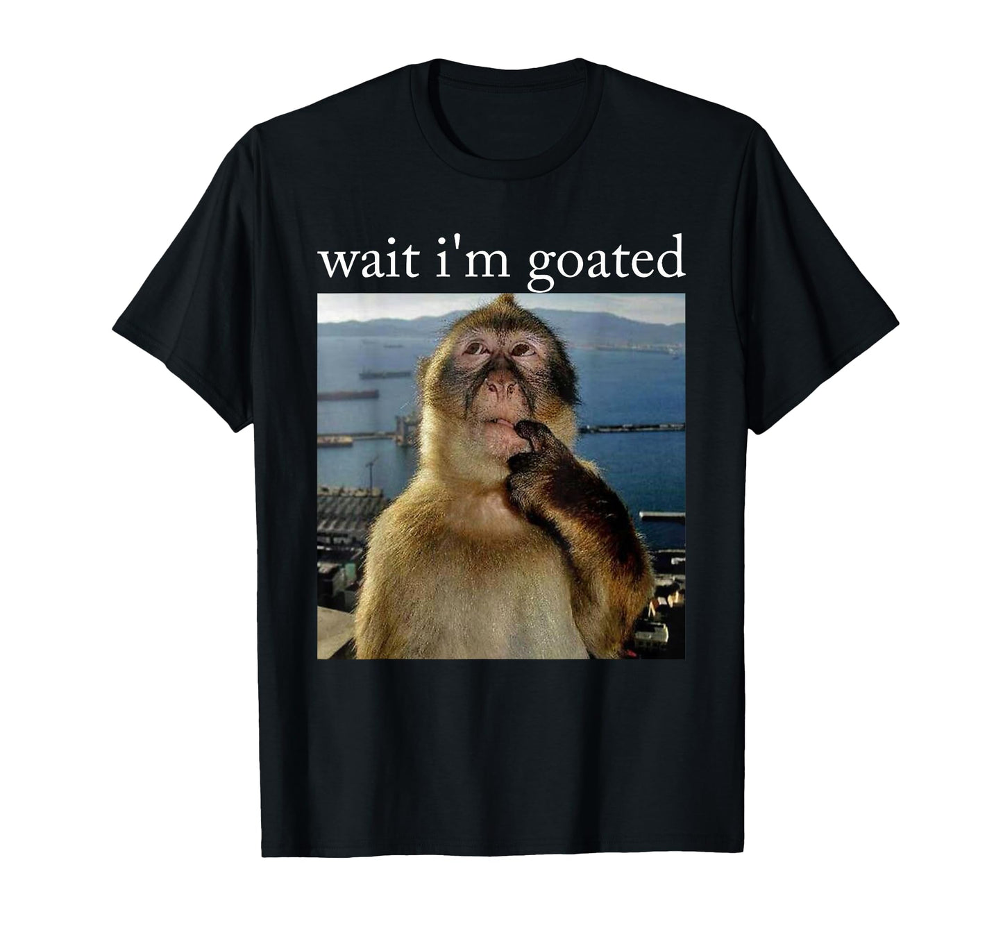 Wait I'm Goated Funny Thinking Monkey Meme Brainrot Gifts T-Shirt