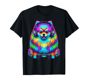 Colorful Pomeranian Video Game Gamer Dog Zoo Design T-Shirt