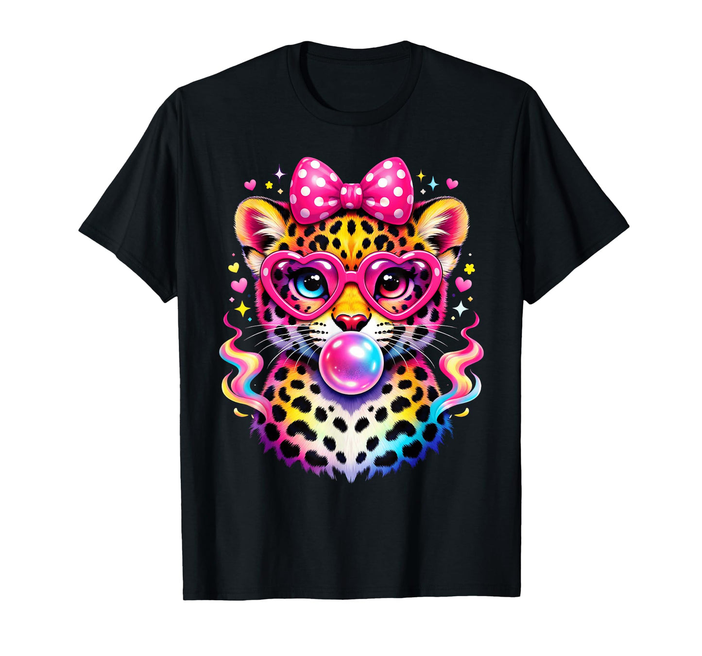 Funny Leopard Glasses Blowing Bubble Gum Back to School Kids T-Shirt