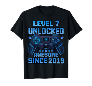 Level 7 Unlocked 7 Year Old Gifts for Boys 7th Birthday Boy T-Shirt