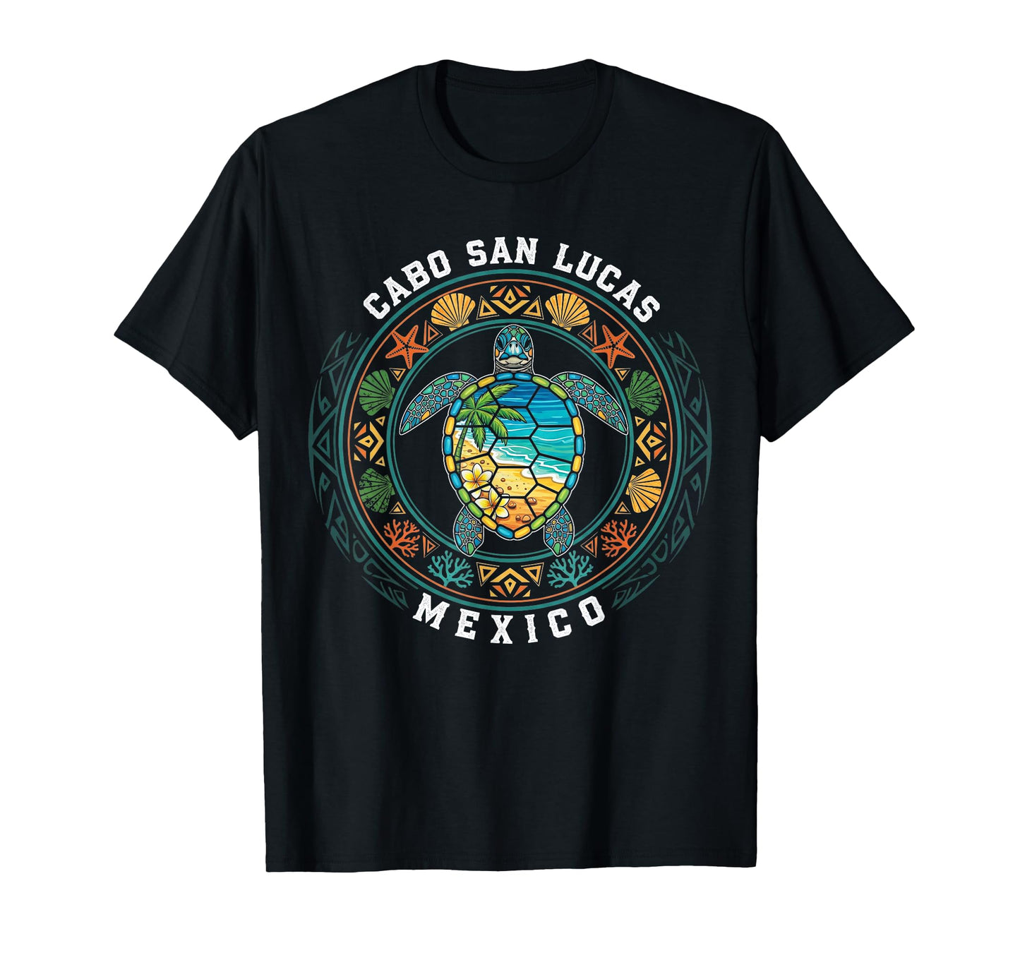 Cabo San Lucas Mexico Sea Turtle Tribal Beach Tropical Ocean T-Shirt