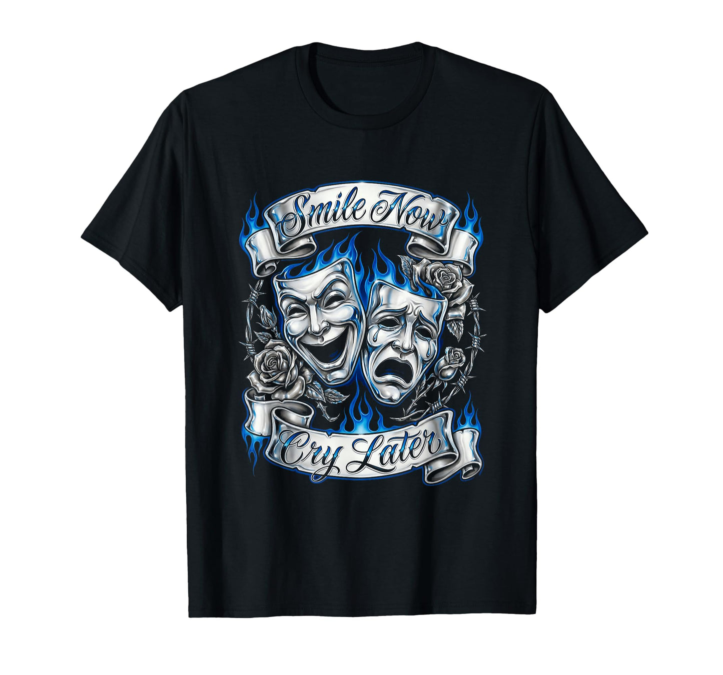 Smile Now Cry Later Chicano Masks Lowrider Art T-Shirt