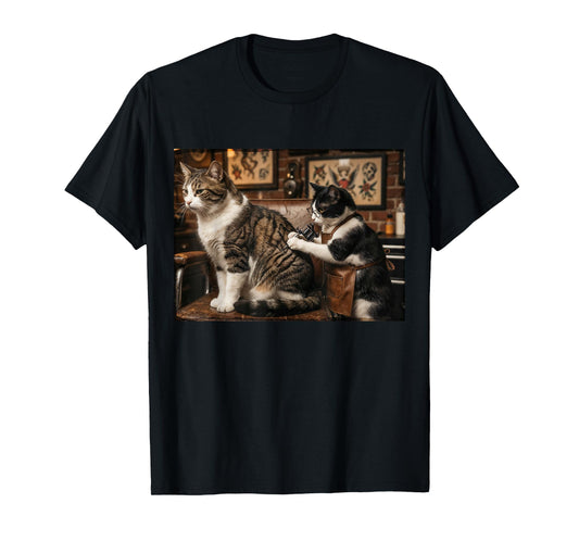 Cat Tattooing Cat Funny Meme Inked Kitty Humor Tattoo Artist T-Shirt