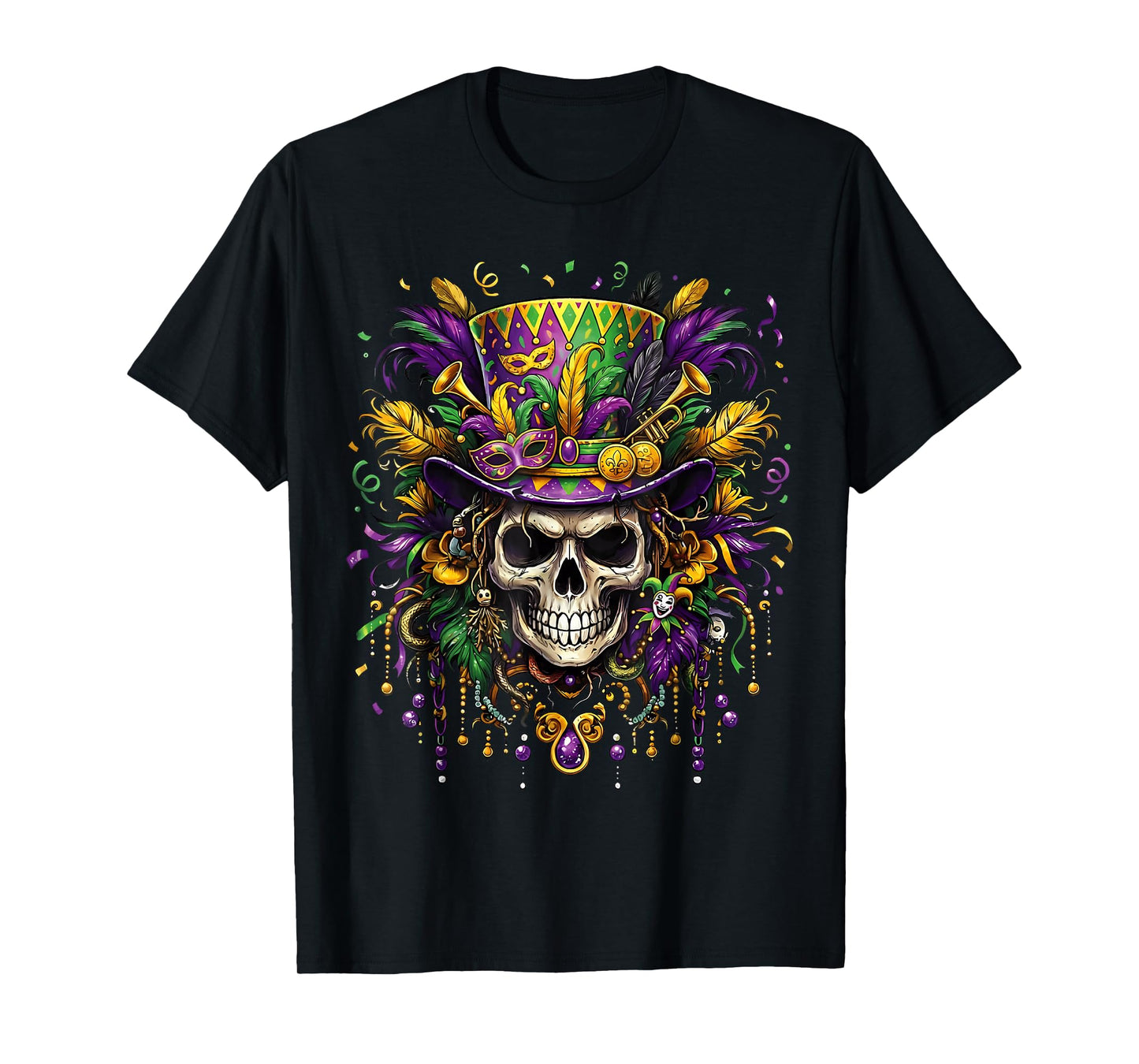Skull Mardi Gras Men Women Kids Carnival New Orleans Parade T-Shirt