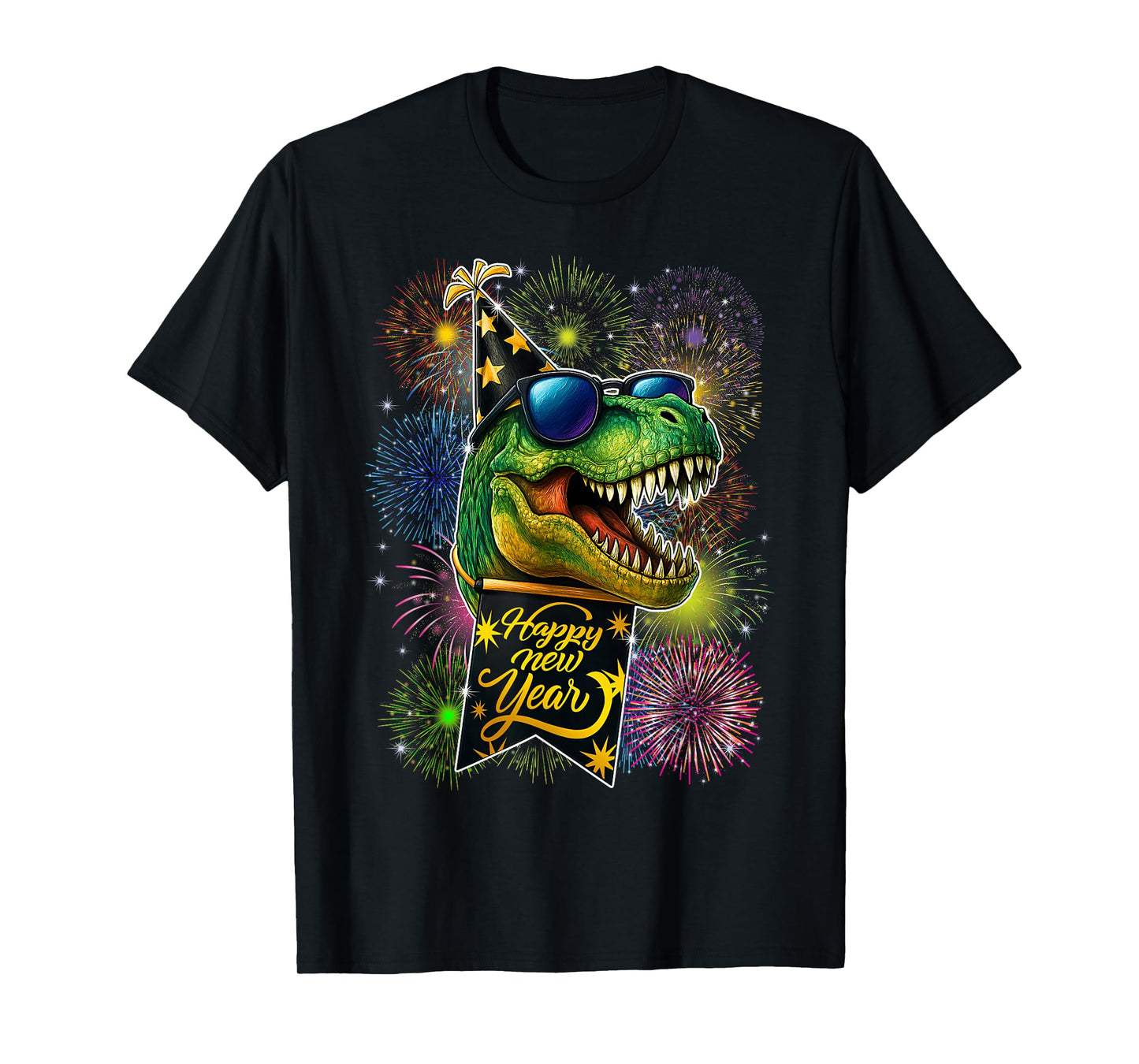 Happy New Year T Rex Party Hat New Years Eve Party 2026 Kids T-Shirt