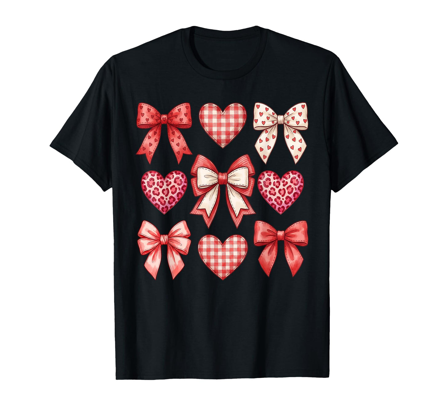 Hearts Coquette Bows Valentines Day for Women Girls Kids T-Shirt