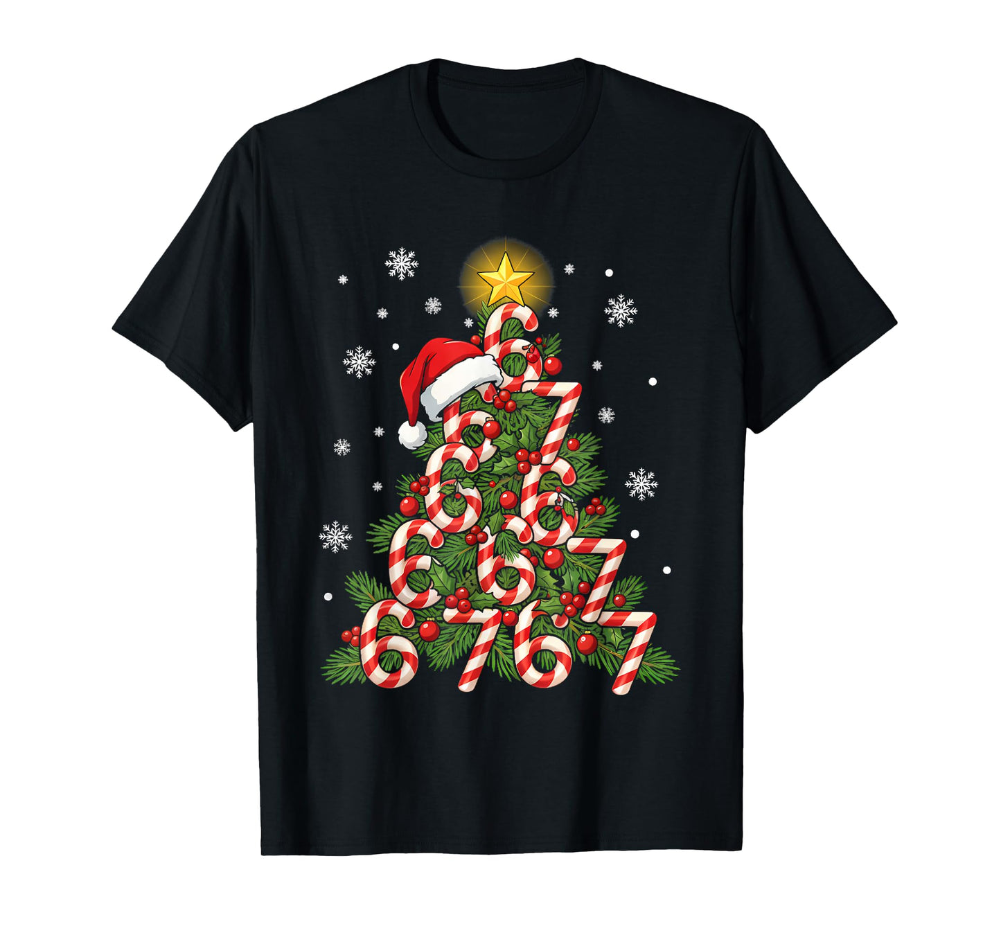 67 Christmas Tree Candy Cane Holiday Six Seven Meme Xmas T-Shirt