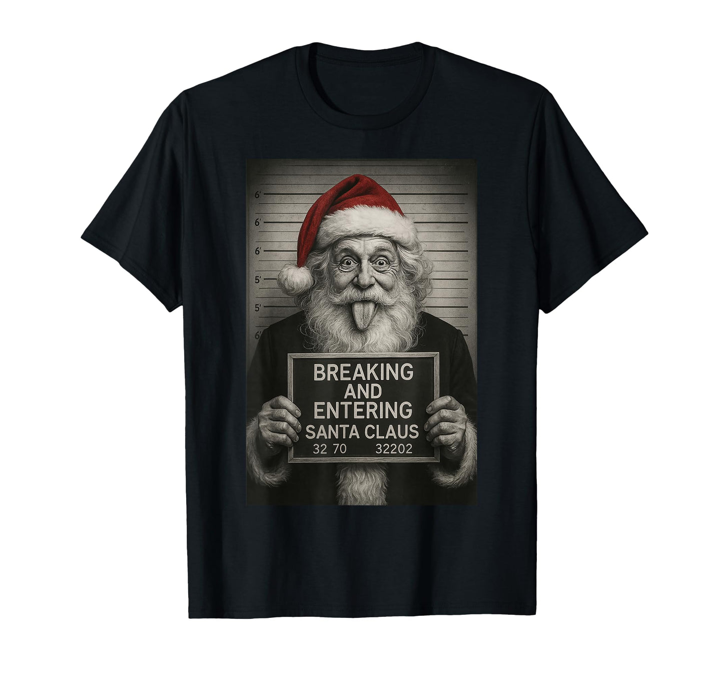 Funny Santa Claus Mugshot Christmas – Santa Xmas T-Shirt