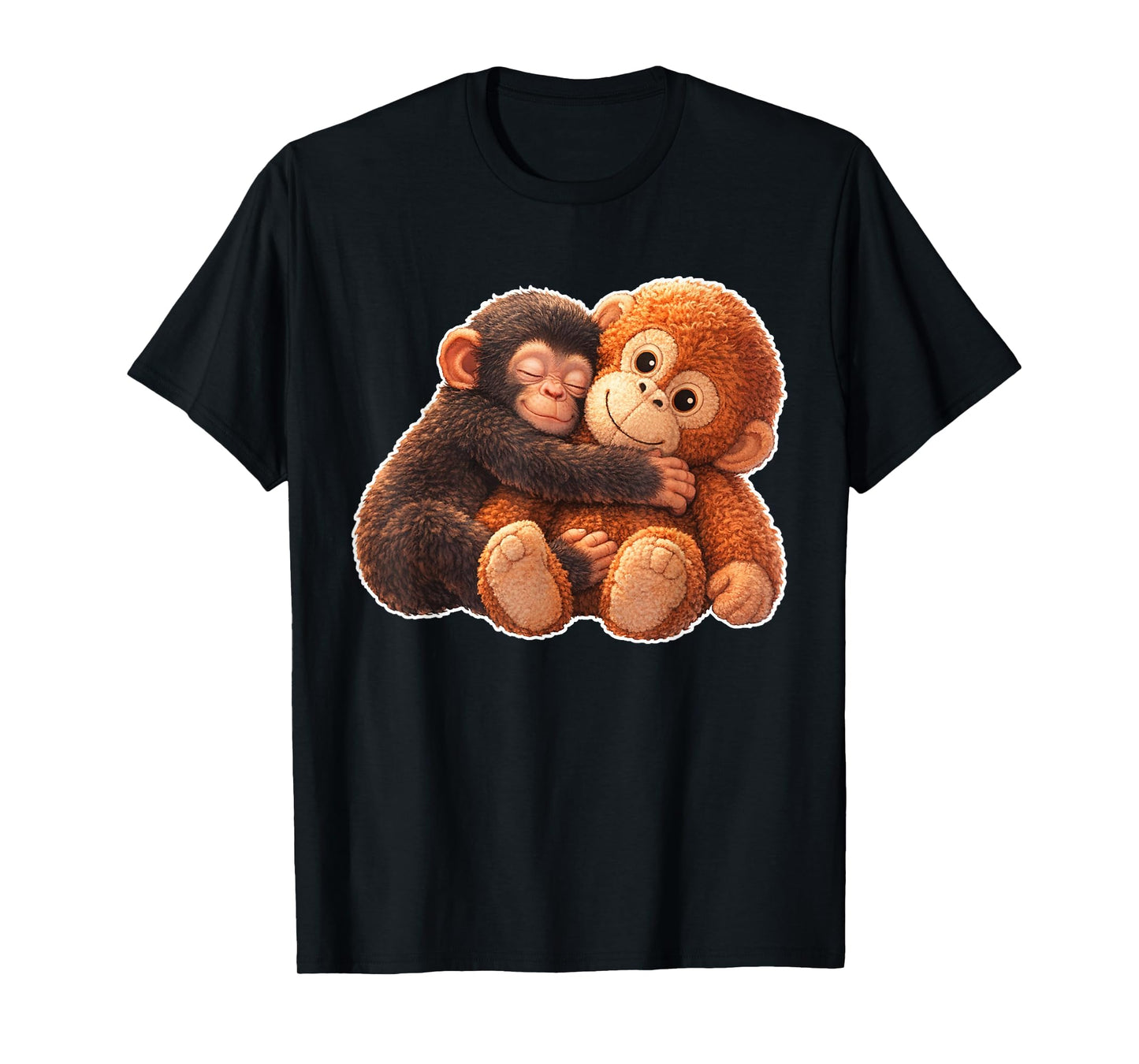Cute Monkey Baby Punch with Stuffed Hugging T-Shirt