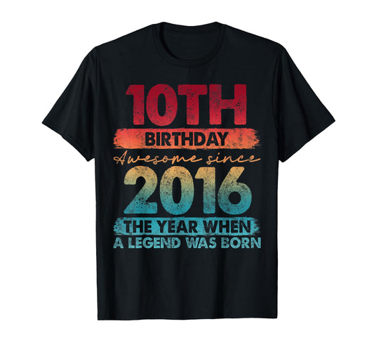 10 Year Old Gifts Vintage 2016 Limited Edition 10th Birthday T-Shirt
