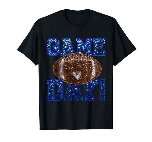 Blue Game Day Football Mom Team Sports Lover Boys Girls Kids T-Shirt