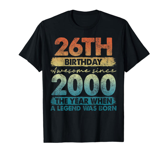26 Year Old Gifts Vintage 2000 Limited Edition 26th Birthday T-Shirt